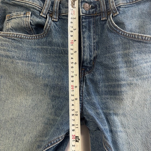 Free People We The Free 28 Risk Taker Jeans Blue High Rise Straight Raw Hem Boho - Picture 7 of 10